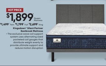Sleep Country Kingsdown silent partner eastbrook mattress offer