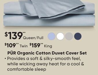 Sleep Country Pür organic cotton duvet cover set offer