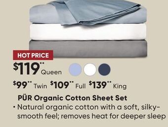 Sleep Country Pür organic cotton sheet set offer