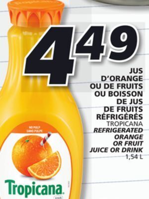 IGA Tropicana refrigerated orange or fruit juice or drink offer