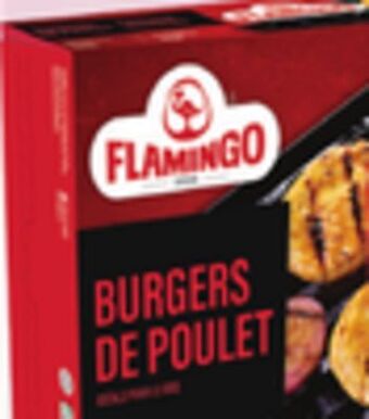 IGA Flamingo frozen non-breaded chicken breast burgers or medallions offer