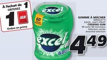 IGA Wrigley's excel, juicy fruit chewing gum offer