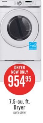 The Brick Samsung 7.5 cu. ft. front-load electric dryer - dve45t6005w/ac offer