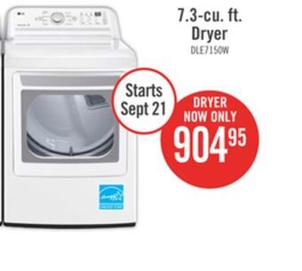 The Brick Lg 7.3 cu. ft. electric dryer - dle7150w offer