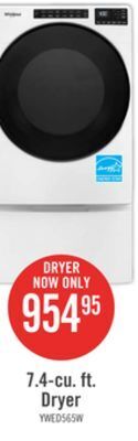 The Brick Whirlpool 7.4 cu. ft. electric dryer with wrinkle shield - ywed5605mw offer