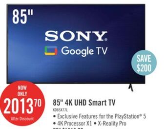The Brick Sony 85 x77l 4k hdr led google tv offer