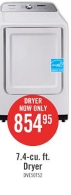 The Brick Samsung 7.4 cu. ft. electric dryer with sensor dry - dve50t5205w/ac offer