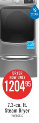 The Brick Maytag 7.3 cu. ft. front-load electric dryer with extra power and steam ymed6630hc offer