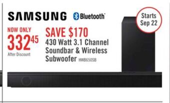 The Brick Samsung 430 w 3.1-channel soundbar with wireless subwoofer - hw-b650/zc offer