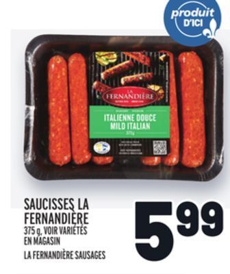 Metro Saucisses la fernandière | la fernandière sausages offer