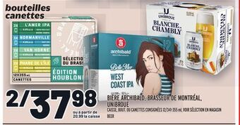 Metro Bière archibald, brasseur de montréal, unibroue | beer offer