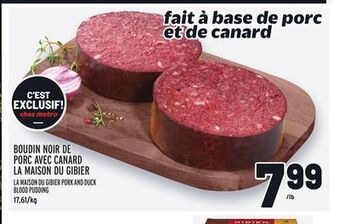 Metro Boudin noir de porc avec canard la maison du gibier | gibier pork and duck blood pudding offer