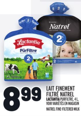Metro Lait finement filtré natrel | natrel fine-filtered milk offer
