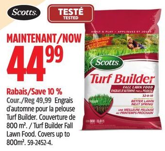 Canadian Tire Scotts turf builder fall lawn food offer