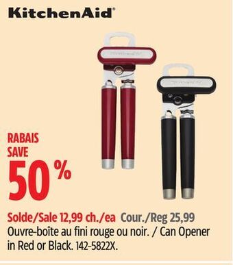 Canadian Tire Kitchenaid can opener in red or black offer