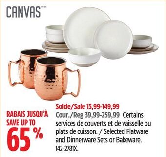 Canadian Tire Canvas selected flatware and dinnerware sets or bakeware offer