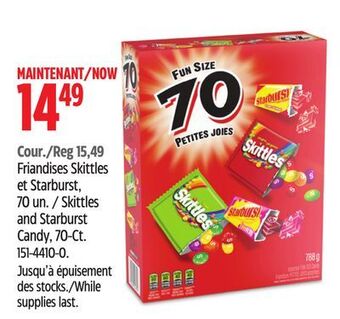 Canadian Tire Skittles and starburst candy, 70-ct offer