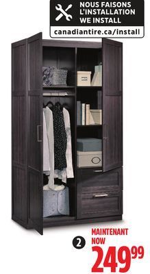Canadian Tire Sauder 2-door 2-drawer wardrobe, cinnamon offer