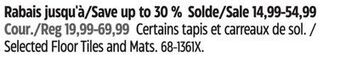 Canadian Tire Selected floor tiles and mats offer