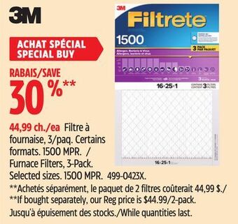 Canadian Tire 3m furnace filters, 3-pack offer