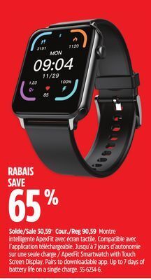 Canadian Tire Apexfit smartwatch with touch screen display offer