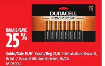 Canadian Tire Duracell alkaline batteries, 16/aa offer