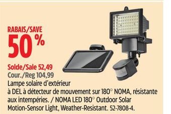 Canadian Tire Noma led 180° outdoor solar motion-sensor light, weather-resistant offer