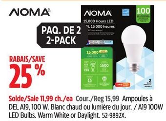Canadian Tire Noma a19 100w led bulbs offer
