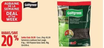 Canadian Tire Golfgreen all-purpose grass seed, 4kg offer