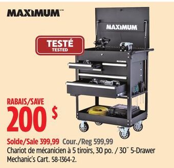 Canadian Tire Maximum 30˝ 5-drawer mechanic's cart offer