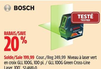 Canadian Tire Bosch gll 100g green cross-line laser, 100' offer