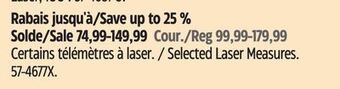 Canadian Tire Selected laser measures offer