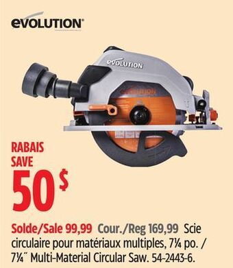 Canadian Tire Evolution 7 1⁄4˝ multi-material circular saw offer