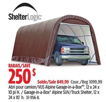 Canadian Tire Shelter logic garage-in-a-box alpine suv/truck shelter, 12 x 24 x 10' h offer