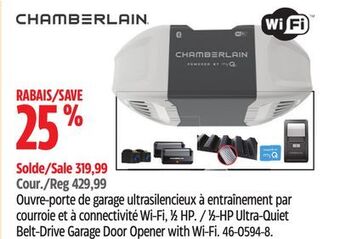 Canadian Tire Chamberlain 1⁄2-hp ultra-quiet belt-drive garage door opener with wi-fi offer