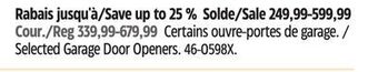 Canadian Tire Selected chamberlain garage door openers offer