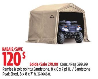 Canadian Tire Shelter logic sandstone peak shed, 8 x 8 x 7´h offer