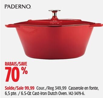 Canadian Tire Paderno 6.5-qt cast-iron dutch oven offer