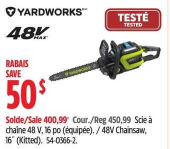 Canadian Tire Yardworks 48v chainsaw, 16˝ (kitted) offer