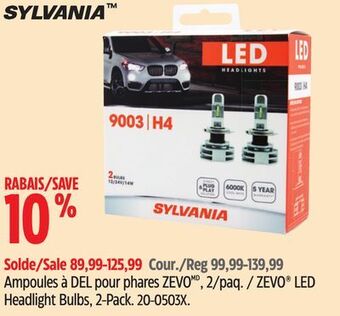 Canadian Tire Sylvania zevo led headlight bulbs, 2-pack offer