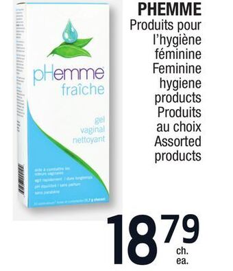 Jean Coutu Phemme feminine hygiene products offer