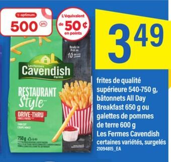 Maxi Frites de qualité supérieure, 540-750 g, bâtonnets all day breakfast, 650 g ou galettes de pommes de terre, 600 g les fermes  offer