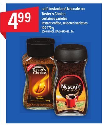 Maxi Café instantané nescafé ou taster's choice, 100-170 g offer