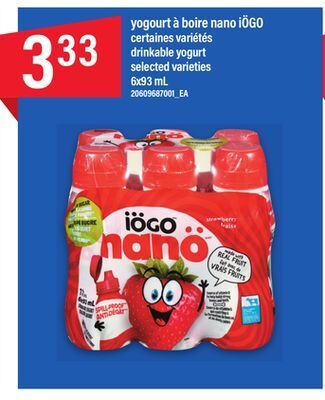Maxi Yogourt à boire nano iögo, 6x93 ml offer