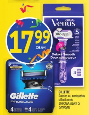 Uniprix Gillette rasoirs ou cartouches sélectionnés/selected razors or cartridges offer