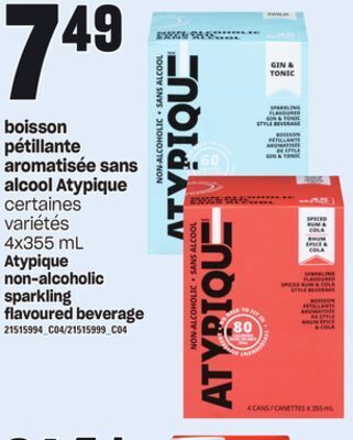 Provigo Boisson pétillante aromatisée sans alcool atypique, 4x355 ml offer