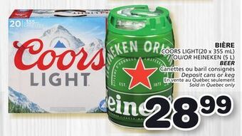 Marches Tradition Coors light(20 x 355 ml) or heineken (5 l) beer offer