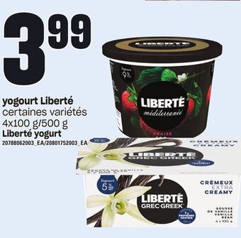 Provigo Yogourt liberté, 4x100 g/500 g offer