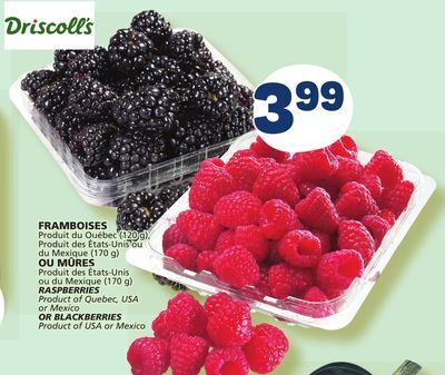 Marché Bonichoix Raspberries product of quebec, usa or blackberries offer