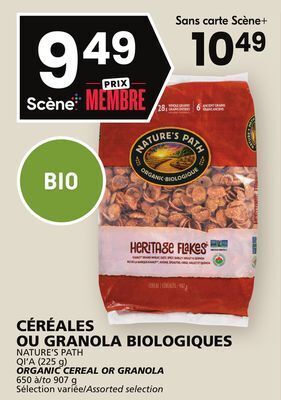 Rachelle-Bery Grocery Nature's path qi'a (225 g) organic cereal or granola 650 to 907 g offer